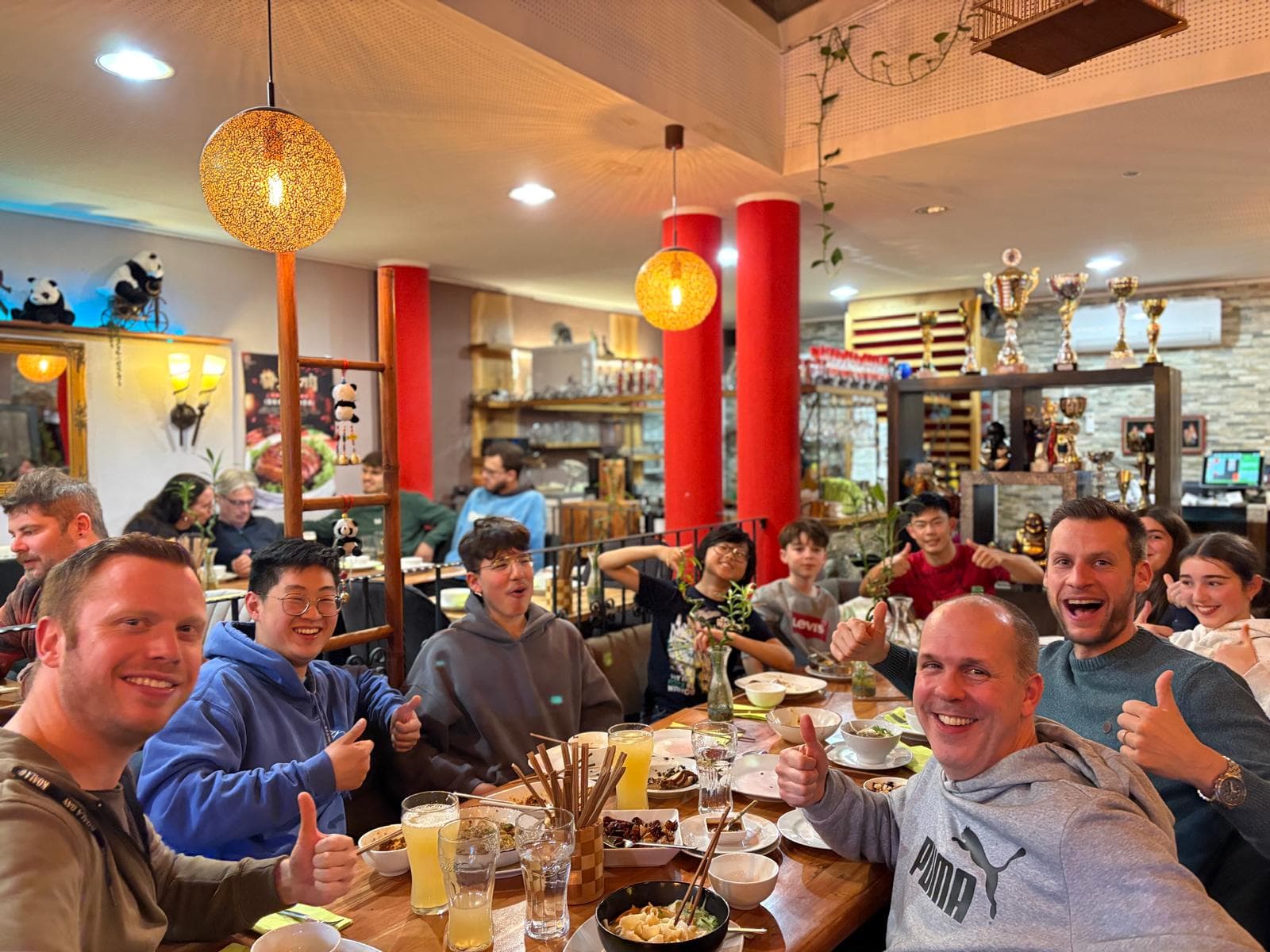 Fortress team enjoying dinner together in Linz