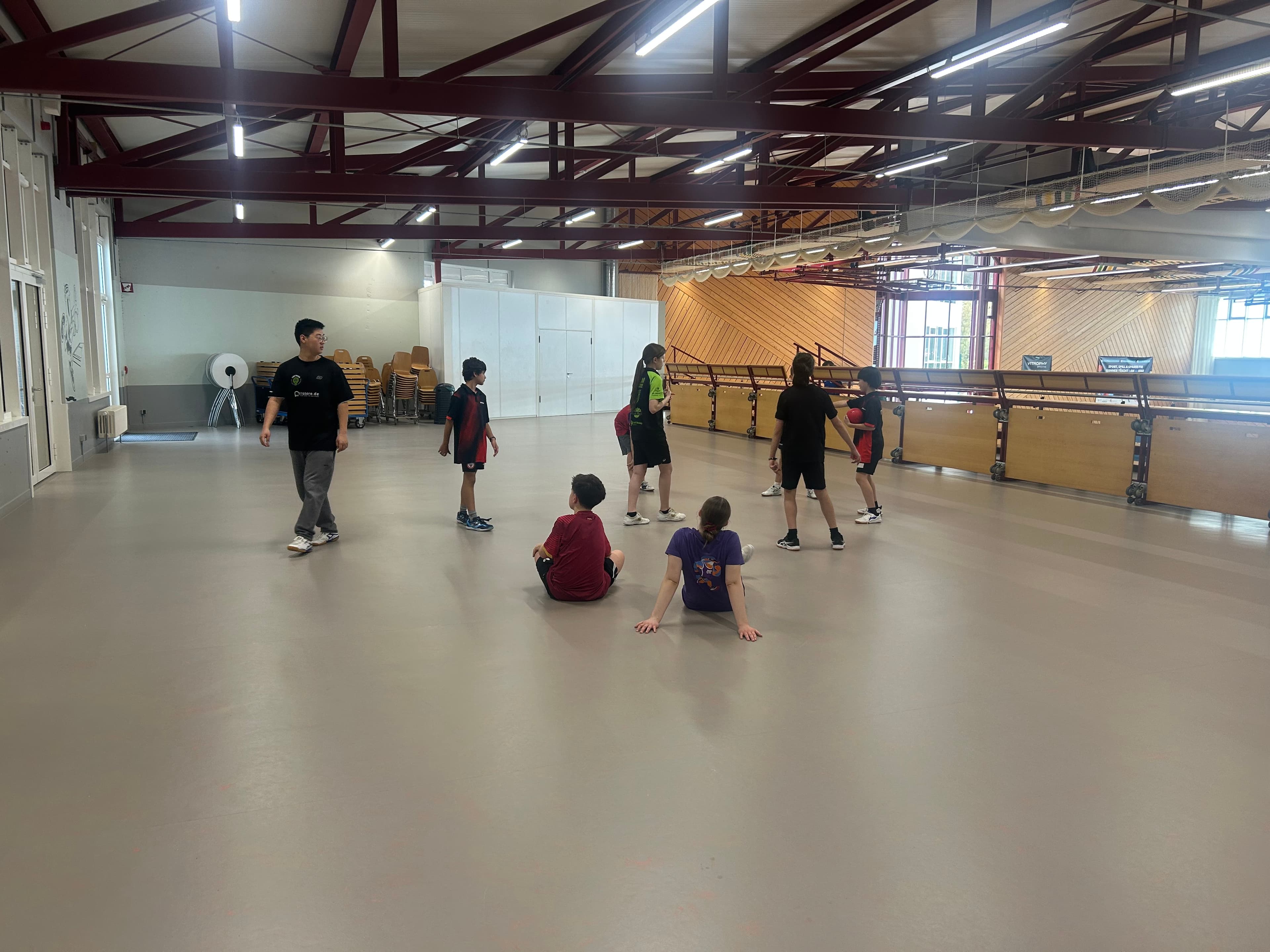 Warm-up and fitness exercises during the Easter camp